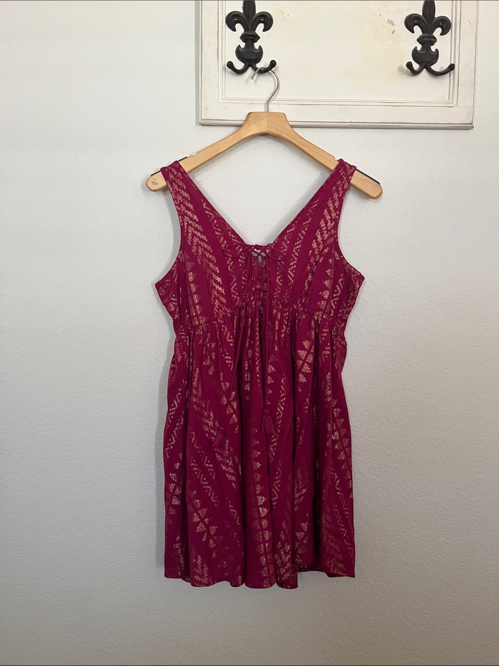 Shyanne Fuchsia Lace-Detail Mini Sundress